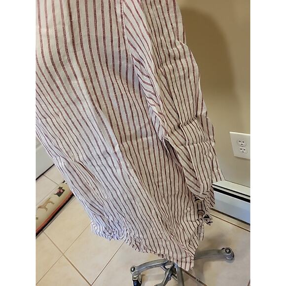 TAHARI 100% Linen Red Striped Shirt Dress Tunic 3X - Picture 5 of 11